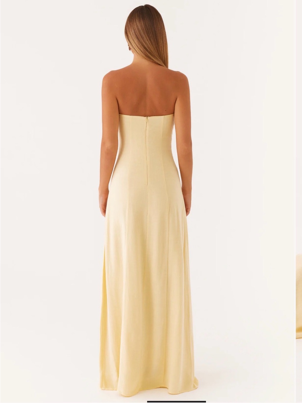Peppermayo Strapless Ruffle-Trim Maxi Dress in Pale Yellow - Picture 5 of 11
